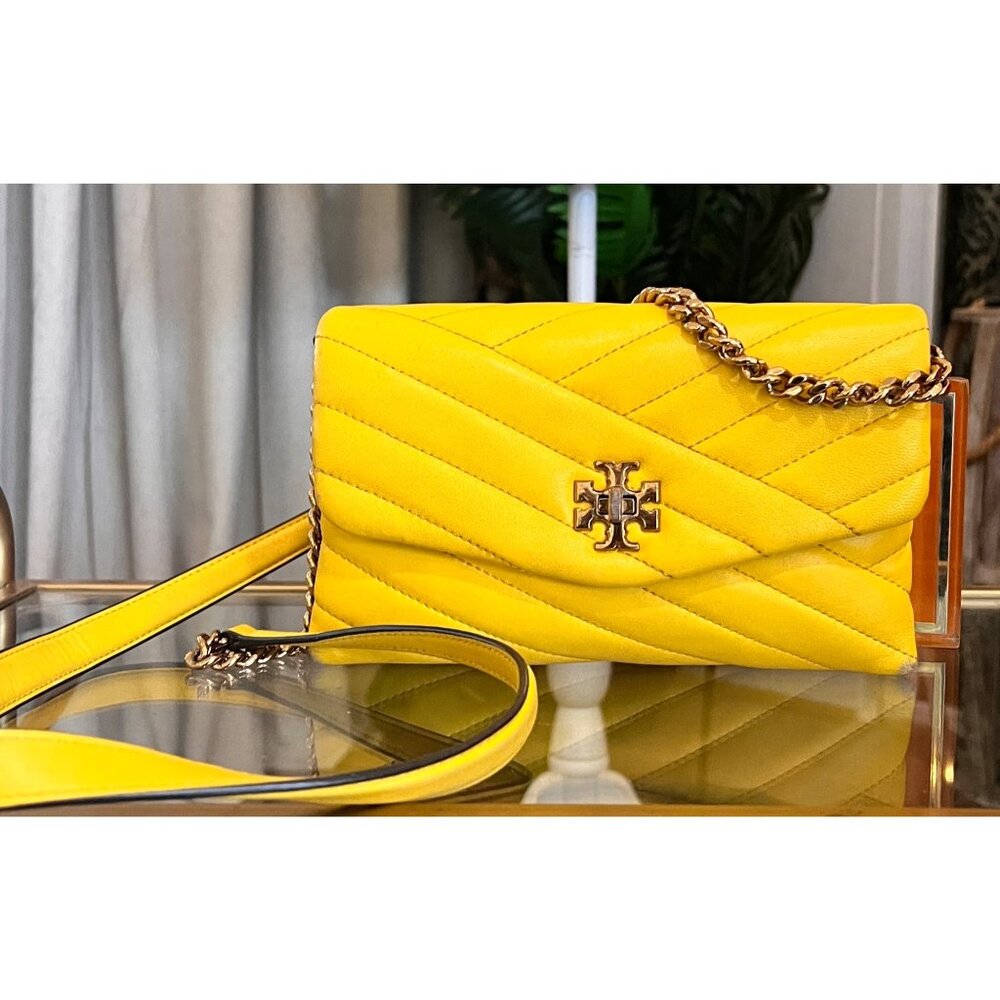 *** Authentic Tory Burch Yellow Quilted Leather Kira Crossbody